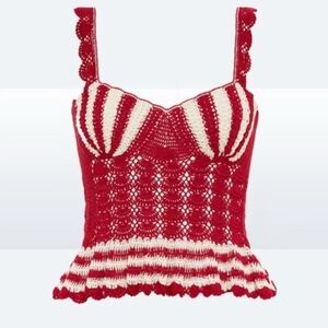 ❤️🔹️Carolina K 🔹️red shell Crotchet Cotton Top